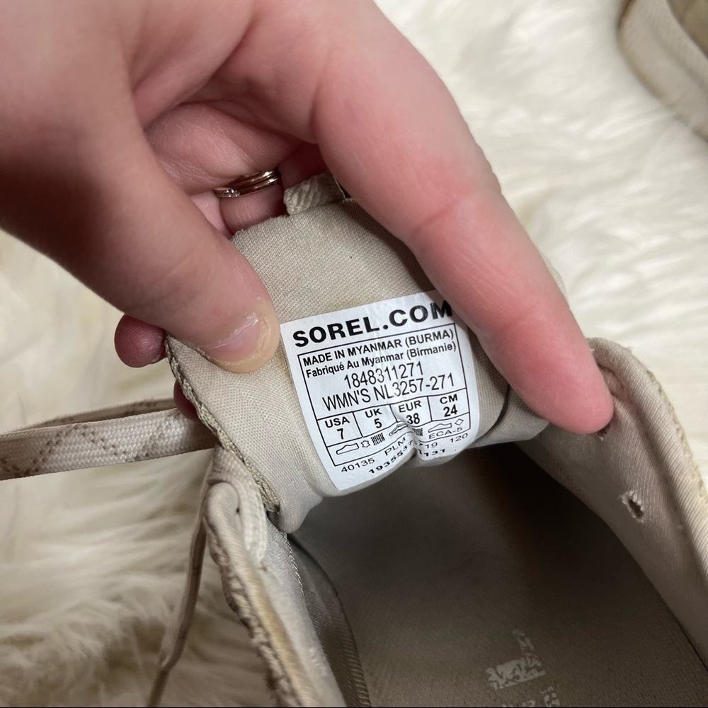 Sorel Out N About Plus Ancient Fossil Cream Lace Up Sneakers Size 7 - Picture 9 of 9